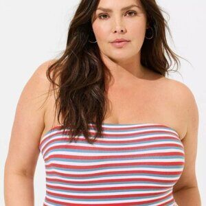 Torrid - Foxy Strapless Tube Top in Lollipop Stripe, Red, White & Blue​​​​​​